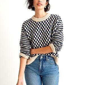 Madewell crewneck sweater in checked stripe Size XS